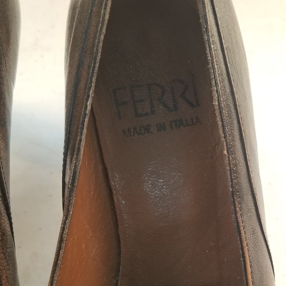 Ferri Vero Cuoio Brown Leather High Heels 6.5 - Picture 6 of 10